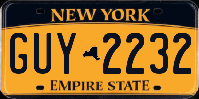 NY license plate GUY2232