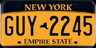 NY license plate GUY2245