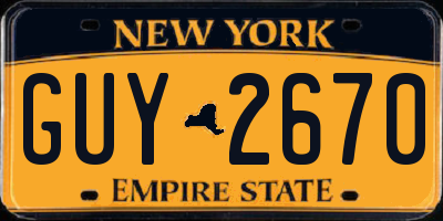 NY license plate GUY2670
