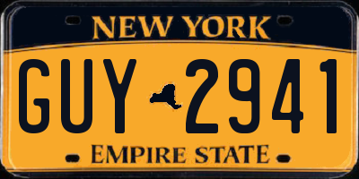 NY license plate GUY2941