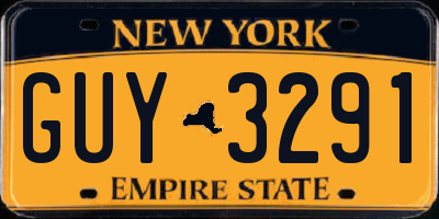 NY license plate GUY3291