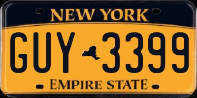NY license plate GUY3399
