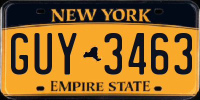NY license plate GUY3463