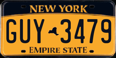 NY license plate GUY3479