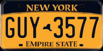 NY license plate GUY3577