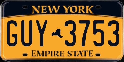 NY license plate GUY3753
