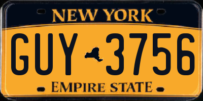 NY license plate GUY3756