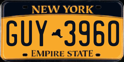 NY license plate GUY3960