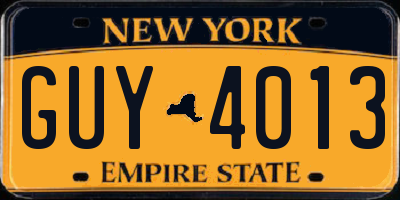 NY license plate GUY4013