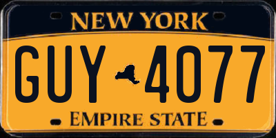 NY license plate GUY4077