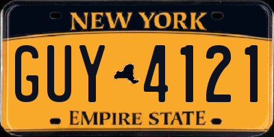 NY license plate GUY4121