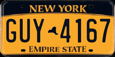 NY license plate GUY4167