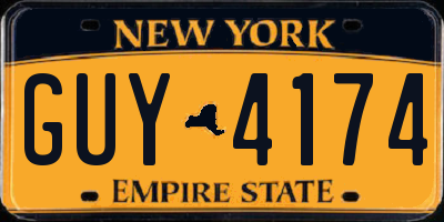 NY license plate GUY4174