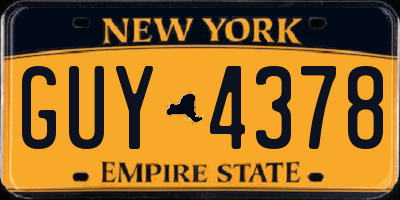 NY license plate GUY4378