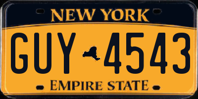 NY license plate GUY4543