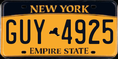NY license plate GUY4925