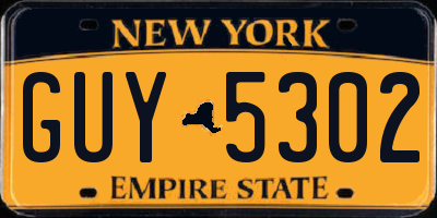 NY license plate GUY5302