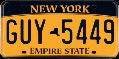 NY license plate GUY5449