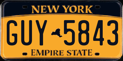 NY license plate GUY5843