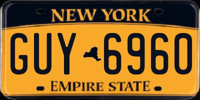 NY license plate GUY6960