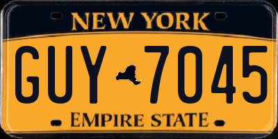NY license plate GUY7045