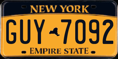 NY license plate GUY7092