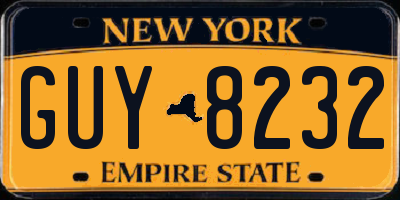 NY license plate GUY8232
