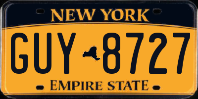 NY license plate GUY8727