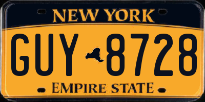 NY license plate GUY8728