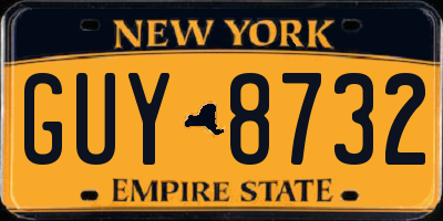 NY license plate GUY8732