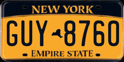 NY license plate GUY8760