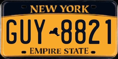 NY license plate GUY8821