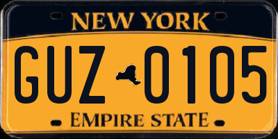 NY license plate GUZ0105