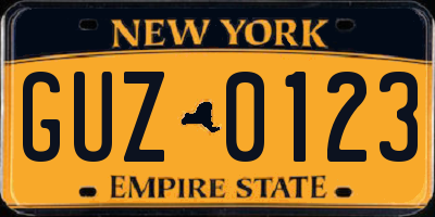 NY license plate GUZ0123