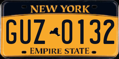 NY license plate GUZ0132