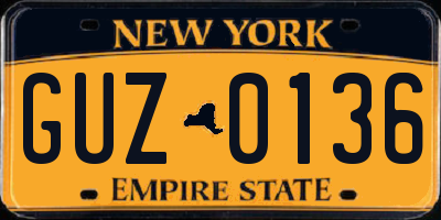 NY license plate GUZ0136