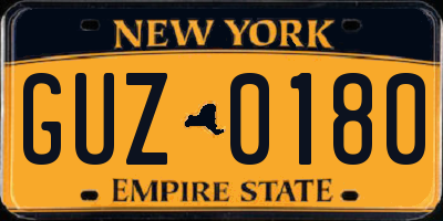 NY license plate GUZ0180