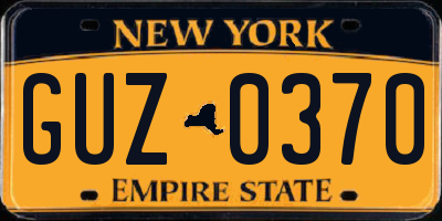 NY license plate GUZ0370