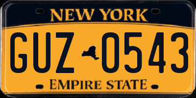 NY license plate GUZ0543