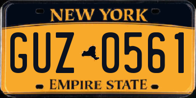 NY license plate GUZ0561