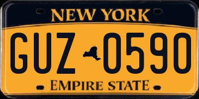 NY license plate GUZ0590