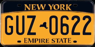 NY license plate GUZ0622