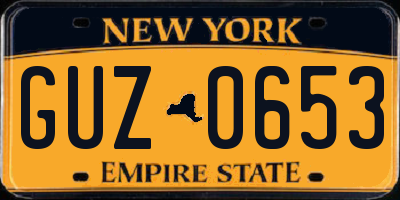 NY license plate GUZ0653