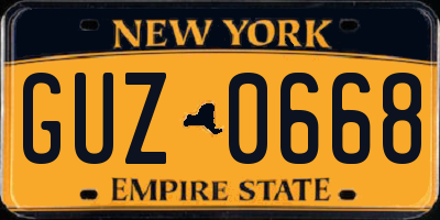 NY license plate GUZ0668