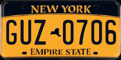NY license plate GUZ0706