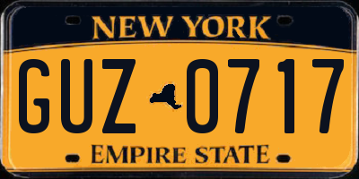 NY license plate GUZ0717