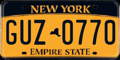 NY license plate GUZ0770