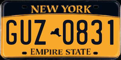 NY license plate GUZ0831