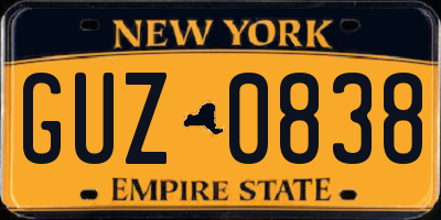 NY license plate GUZ0838