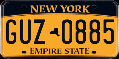 NY license plate GUZ0885